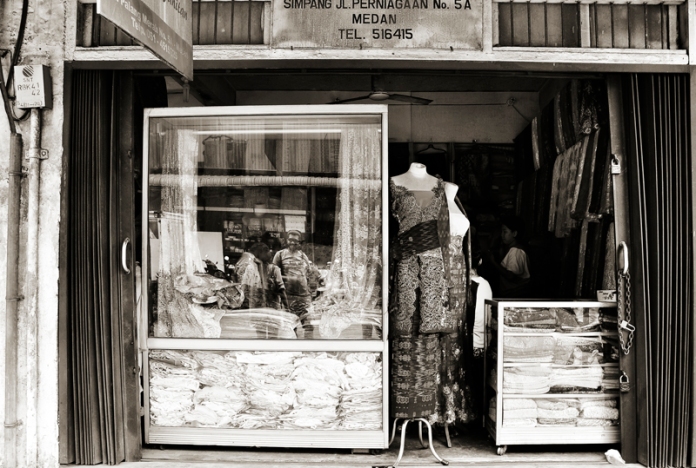 Cloth shop along Pasar Ikan. Medan, Indonesia. © Preet Kaur 2013